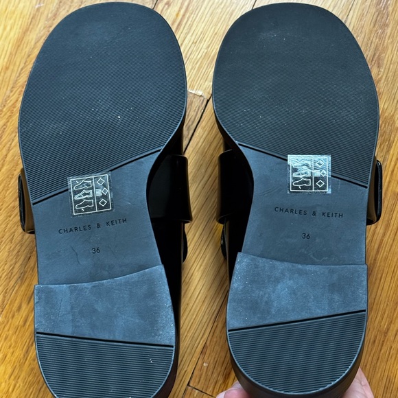 Charles & Keith Black Platform Loafers Women US 5.5 EU 36 Square Toe NWOB - Picture 4 of 6